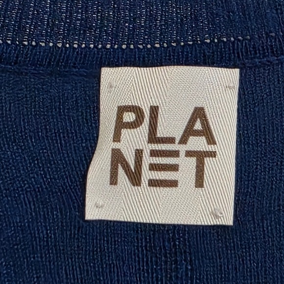 Planet by Lauren G Pima Cotton Modal Oversized Scoop Neck Sweater Blue OSFA Read - Picture 2 of 5